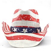  250-летие США Ретро Дикий Запад Ковбойская шляпа Девушка-ковбой Ковбой Вест Ковбой Маскарадный костюм Универсальные Маскарад 4 июля Для вечеринок День независимости Взрослые Шапки Все сезоны