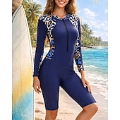 Χαμηλού Κόστους Rash Guards One Pieces-Γυναικεία Προστατευτικά Μαγιό Αποκλεισμός χρωμάτων Κουμπώσου Προστασία UV Ελαστικό Μακρυμάνικο Μαγιό Σέρφινγκ Καταδύσεις Κολύμβηση Άνοιξη