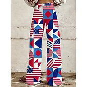  250º Aniversario de EE. UU. Retro Antiguo Años 70 Pantalones Pantalones de pierna ancha Hippie Disco Alta cintura Disfraz Mujer Mascarada 4 de julio Día de la Independencia Adulto Pantalones