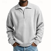 levne Základní mikiny_-Pánské Mikina Waffle mikina Svetr Čtvrtletní mikina na zip Šedá Stojáček Bez vzoru Klokaní kapsa S texturou Ležérní Denní Sporty a outdoor Šik ven Chladný Sportovní oblečení Jaro &amp; podzim Oblečení
