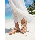 voordelige Vrouwen-Dames boho bloemen kralen sandalen - casual elastische band zomer slippers met versierd ontwerp voor strand of casual outfits