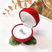 cheap Event &amp; Party Supplies-1PC Flocked Rose Ring Box Long Root Rose Creative Red Rose Flower Ring Display Box Proposal Engagement Anniversary Romantic Gift Box Wedding Jewelry Display Storage