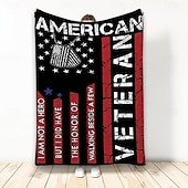 abordables Mantas y colchas-Mantas de vellón Manta para sofá Regalo bandera estadounidense Veterano Clásico 3D Sofá Cama Manta decorativa Manta cálida Decoración del hogar