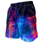 abordables Impresión Geométrica-Hombre Fuego Resplandor de neón Boxers de Natación Pantalones de Natación Pantalones de Surf Media cintura Moda informal Exterior Vacaciones Uso Diario Bolsillos laterales Forro de malla Cintura