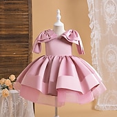 preiswerte Partykleider-Kinder Mädchen Partykleid Einfarbig Ärmellos Besonderer Anlass Geburtstag Niedlich Süß Polyester Midi Partykleid Sommer Frühling Kinder Rosa Rote Himmelblau