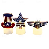  3-teiliges Set mit Kerzenlaternen, fünfzackigen Sternen, Flugzeug-Lichterketten und Dekorationen zum 250. Jahrestag der Unabhängigkeit der Vereinigten Staaten für Tischdekorationen zum