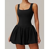 economico Abbigliamento Tennis da donna-Per donna Tinta unita Abito da tennis Gonne da tennis con pantaloncini Abito sportivo Senza Maniche Arricciato Patchwork Tasca Assorbimento degli urti Traspirante Tennis Corsa Fitness Scollo Tondo