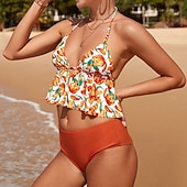 levne Surfovací tankiny a bikiny-Dámské Bikinové sety Horní díl bikin s ramínky Plavky Jednobarevné Tropický vzhled Ochrana proti UV záření Elastický Bez rukávů Plavky Surfování Potápění Plavání Léto