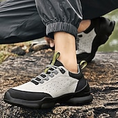 economico Sneakers Casual-scarpe da ginnastica sportive grigie da uomo, tomaia in mesh traspirante, suola ammortizzante, stile sportivo moderno, adatte per camminare, viaggiare e abbigliamento casual