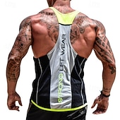 billiga Löpar-T-shirts och linnen-Herr Färgblock Träningströja Linne för jogging Gymlinne Sommar Ärmlös Snabb tork Kompression Fuktabsorberande Gymträning Aktiv träning Träning Svart Vit Gul Sportkläder Sportkläder