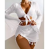 economico Surfing Tankinis &amp; Bikinis-Per donna Bikini Top bikini con scollo all'americana Costume da bagno Tinta unita Con copertura Protezione UV Asciugatura Rapida Alta elasticità Manica Lunga Costume da Bagno Costume da bagno Surf