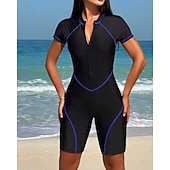 halpa One Pieces Rash Guards-Naisten Vakio Ihottumissuoja One Pieces -ihottumasuojat Uimapuku Värien estäminen Sulkea jnk vetoketju UV suoja Elastinen Lyhythihainen Uima-asut Kokopuku Lainelautailu Sukellus Uinti Kesä