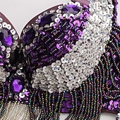 abordables Hauts &amp; Ensembles-Ensemble de Costume de Danse du Ventre en Violet Samba Dancewear