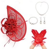 economico Fascinatori &amp; Cappelli-Derby Guanti Collana Cappello Fascinator Gentildonna Costume Per donna Mascherata Ascot Festival delle corse di cavalli Adulti Copricapo