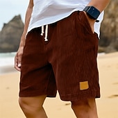 baratos Calções Estilo Casual-Homens Shorts de verão Shorts de praia Shorts casuais Shorts de veludo cotelê Com Cordão Cintura elástica Côr Sólida Conforto Respirável Comprimento do joelho Diário Ao ar livre Feriado Férias Moda