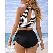 levne Surfovací tankiny a bikiny-Dámské Horní díl bikin s ramínky Plavky 2 ks S proužky Nabíraná strana Ochrana proti UV záření Elastický Bez rukávů Plavky Surfování Potápění Plavání Léto