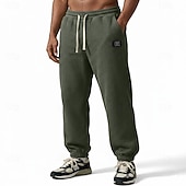 billiga Joggingbyxor-Herr Våffelstruktur Joggare Långbyxor Casual byxor Våffelbyxor Snörning Ensfärgat Komfort Fullängd Ledigt Dagligen Utomhus Semester Mode Svart Armégrön Elastisk