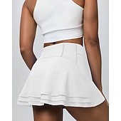 cheap Women's Skirts &amp; Skorts-Women's Solid Colored Casual Skirt Tennis Skirts Tennis Dress Sport Skirt Ruched Elastic Waist Breathable Tennis Running Fitness Skirt Dark Grey Black White Tennis Clothing