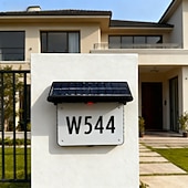 tanie Światła ścieżki i latarnie-Zewnętrzna tabliczka znamionowa z podświetleniem solarnym, cyfrowa tabliczka znamionowa, podłączana do podłoża, wodoodporna, montowana na ścianie, zewnętrzna lampa solarna na werandę