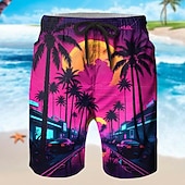economico Piante e Fiori Tropicali-Per uomo Albero di Cocco Natura e paesaggi Piante Tropicali Pantaloncini da tuta Shorts da Spiaggia Pantaloncini in spugna Misura del girovita medio Hawaiano Vacanza al Mare Coulisse Elastico in vita