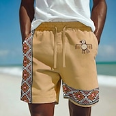voordelige Retro Vintage &amp; Ethisch-Voor heren Aztec Etnisch Dondervogel Korte broek Casual korte broek Katoenen shorts Medium Taille Vintage Retro Vakantie Dagelijks gebruik Feestdagen Zijzakken Elastische tailleband met trekkoord