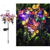 tanie Dekoracyjne światła-Oświetlenie solarne ogrodowe zewnętrzne wodoodporne dekoracyjne oświetlenie solarne zewnętrzne motyle kwiatowe dekoracja ogrodu patio trawnik, prezenty na Dzień Matki, mamy i kobiety