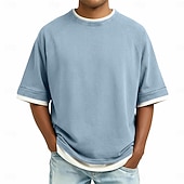 levne základní trička-SoftFade™ Pánská bavlněná tričko vypraná košile krátký rukáv crew neck léto jaro jednobarevný retro vintage ležérní opotřebovaný vintage styl barvená tkanina vyprané ležérní fialová tričko pro muže