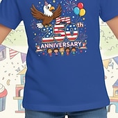  Flickor 3D Grafisk 250-årsjubileum T-shirt Kortärmad 3D-tryck Sommar Vår Sport Mode Streetwear Barn 4-12 år Rund hals Ledigt Dagligen Utomhus Normal