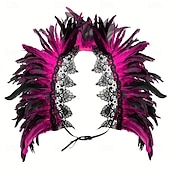 olcso kiegészítők-Carnaval 2026 Rio Carnaval Szamba Kiegészítők női fekete tollas vállkendő csipke applikációval Brazíliai Fesztivál Előadói Jelmez