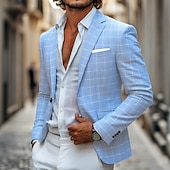 Χαμηλού Κόστους Ανδρικά Κλασικά Σακάκια-Ανδρικά Μπλέιζερ Ελαφρύ παλτό Causal Καθημερινά Παραλία Κομψό Μοντέρνα Καλοκαίρι Άνοιξη POLY Καρό Καρό / Τετραγωνισμένο Ελαφρύ Καρό μοτίβο Καθημερινά Μονόπετο Ενός Κουμπιού Χρωματιστή ζακέτα