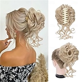 halpa Nutturat-sotkuiset nutturaosat naisille, tekonutturanpidennykset, klipsiponinhäntä, luonnolliset hiuspidennykset, hiuslisäkkeet naisille (ruskea sekoitus, luonnonvaalea)