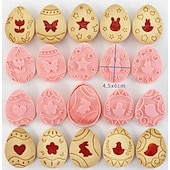 رخيصةأون عيد الفصح-مجموعة قوالب تقطيع بسكويت عيد الفصح، ١٠ قطع من قوالب ضغط البسكويت، مجموعة قوالب تقطيع بسكويت بيض عيد الفصح مع مجموعة طوابع ضغط، أدوات مطبخ، طوابع بسكويت بلاستيكية