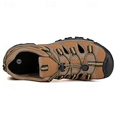 お買い得  アウトドアサンダル-メンズブラウンハイキングサンダル、レースアップ調節可能デザイン、耐久性のあるトラクションアウトソール、トレッキング、釣り、夏用機能アウトドアスタイル