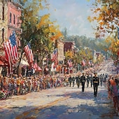 abordables Jusqu'à 30 $-Peinture à l'huile numérique patriotique, scène de défilé vintage américaine