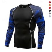 Недорогие Футболки и майки для бега-Муж. Компрессионная футболка Спортивная рубашка Фитнес-рубашка Длинный рукав Футболка Футболка Повседневные Одежда для спорта и отдыха Весна Осень Спандекс Быстровысыхающий Высокая растяжка Дышащий