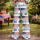  250-jähriges Jubiläum USA Retro Vintage 1970er Hose Hose mit weitem Bein Hippie Disco Hohe Taille Kostüm Damen Maskerade 4. Juli Unabhängigkeitstag Erwachsene Hose