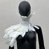 economico Accessori-Accessori Samba Carnevale 2026 Rio Carnevale Mantello Stola Piume Bianche Donna con Collo Alto Costume per Festival in Brasile