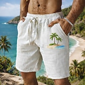 economico Vacanza-Per uomo Shorts Shorts di Lino Pantaloncini Estivi Shorts da Spiaggia Coulisse Elastico in vita Grafico Albero di Cocco Leggero Traspirante Lunghezza al ginocchio Casuale Quotidiano Spiaggia Vacanza