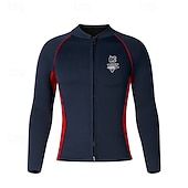  Homens Fato de mergulho Top de neoprene de 3 mm para roupa de mergulho Jaqueta térmica para mergulho Cor Sólida Térmica Espessado Proteção UV Manga Longa Roupa de Banho Blusas Surfe Mergulho