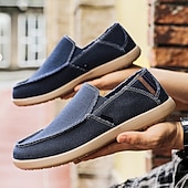 cheap Slip-On Casual Shoes-Men's Beige Canvas Slip-On Shoes, Soft Lightweight Construction, Minimalist Casual Style, Suitable for Everyday Wear, Travel &amp; Leisure