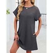 abordables Vestido Sencillo-Mujer Mini vestido Vestido estilo camiseta Vestido de verano Casual Diario Holgado Plano Manga Corta Cuello Barco Azul Piscina Blanco Rosa Rojo Verano