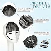 economico Frange-frangia a clip, frangia sottile, fermaglio per capelli, frangia finta naturale, frangia con tempie, posticci per donne, frangia finta con clip, extension per capelli da indossare tutti i giorni, nero