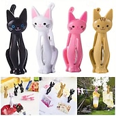 abordables Utensilios de cocina y gadgets-8 pinzas para la ropa con forma de gato, pinzas para almacenamiento de cocina, pinzas para papelería, pinzas para toallas de playa