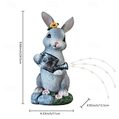 cheap Pathway Lights &amp; Lanterns-Easter Bunny Outdoor Solar Waterproof Gray Resin Watering Can Light, Garden Yard Pathway Lawn Decor, Farm Landscape Lighting, Decorative Figurine Accent Light for Outdoor Garden