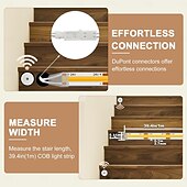 billiga Plug Strip Lights-Bluetooth-app intelligent rörelseutlöst LED-trappbelysningskit 12–32 st 4,1 fot kapbar COB-LED-remsa för inomhus-LED-trappbelysning utrustad med strömbrytare och kabel
