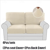 abordables Funda para asientos y reposabrazos de sofá-Juego de fundas de cojín de sofá elásticas de lujo minimalistas, funda completa, funda de sofá elástica antideslizante para sofá de 2/3 plazas