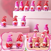 economico San Valentino-30 mini gnomi per San Valentino, piccole statuette di gnomi da regalare, piccoli gnomi da nascondere, statuette di gnomi in gomma per la festa di San Valentino (3 colori)