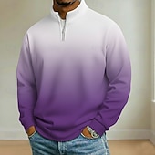 Недорогие Мужское геометрическое поло-Муж. Градиентная рампа Рубашки поло Длинный рукав Воротник-стойка Одежда для спорта и отдыха Отпуск Одежда для спорта и отдыха На каждый день 3D печать Весна Осень Синий Черный Лиловый