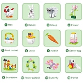 ieftine Paști-Set de ouă de Paște cu 12/24 de piese, iepure versatil &amp;blocuri de construcție cu animale, activitate creativă de joacă, design jucăuș, jucărie de construcție iepuraș DIY pentru cadouri de petrecere