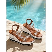 abordables Mujeres-Sandalias de cuña brillantes para mujer: zapatos cómodos y elegantes para vacaciones en islas y cruceros.